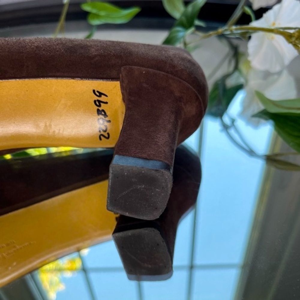 Salvatore Ferragamo Brown Suede Blcok Heeled Shoes Loafers Size 9​​​ - Picture 13 of 15